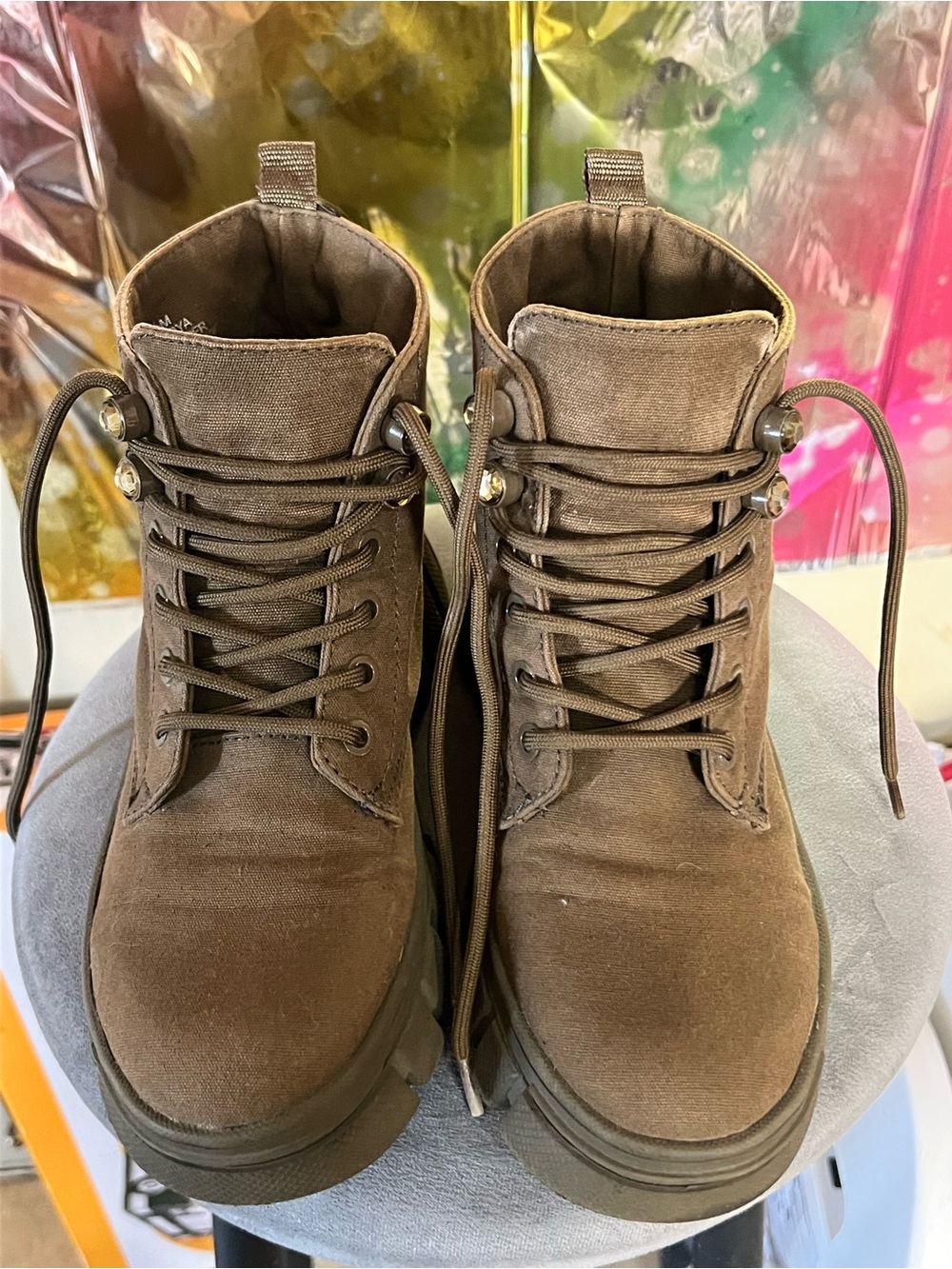 Guess Women's Brown Suede Combat Boots